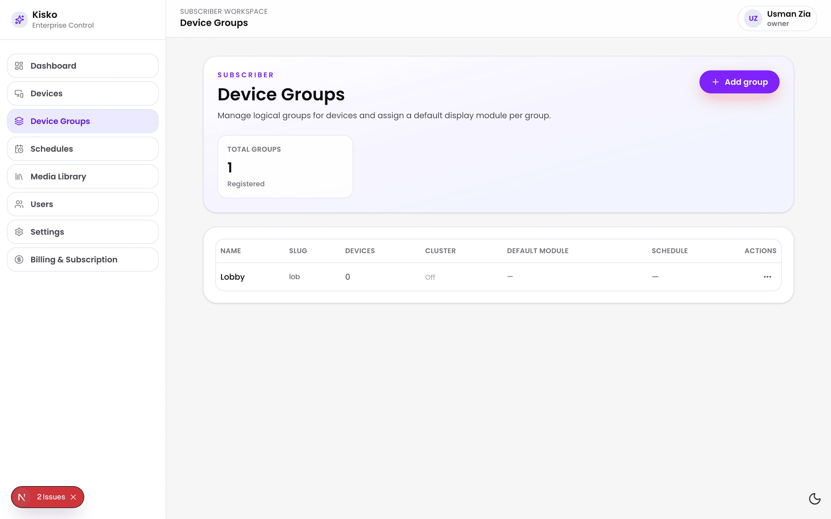 Kisko Device Groups screenshot