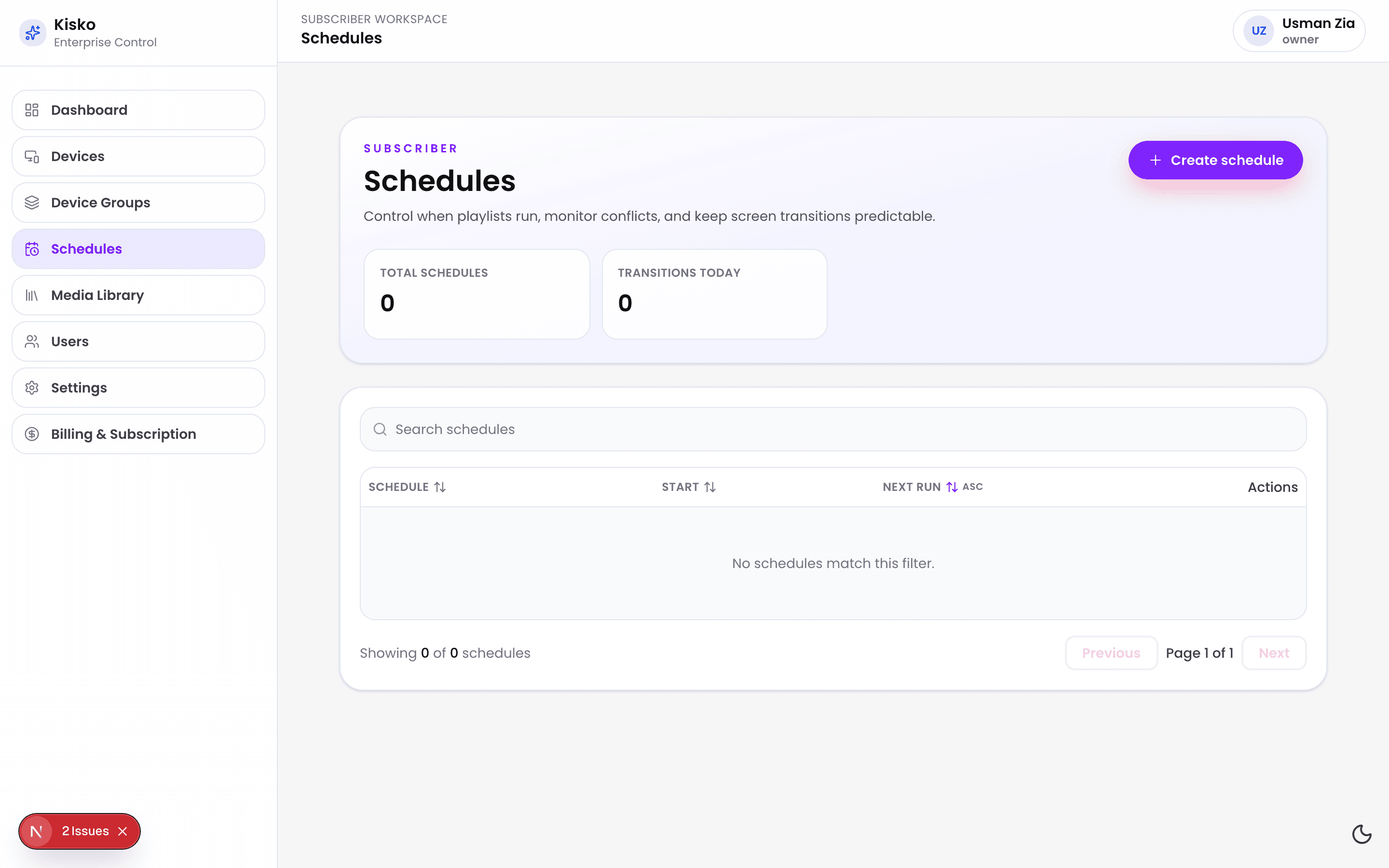 Kisko Schedules screenshot