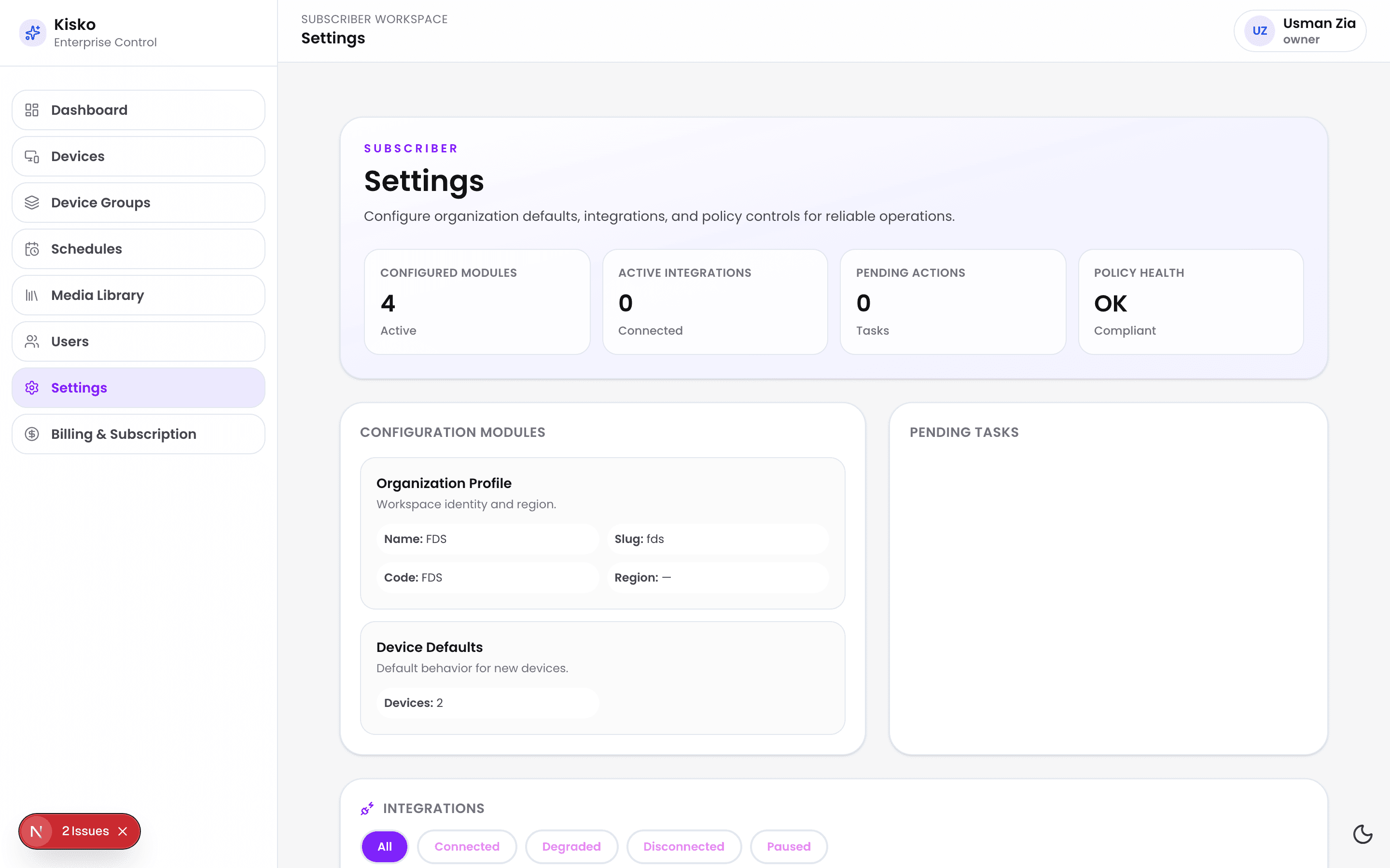 Kisko Settings screenshot